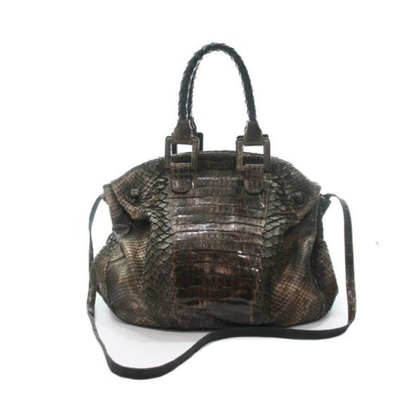 CARLOS FALCHI Caiman Crocodile & Python Oversized Shoulder Bag - Picture 3 of 10